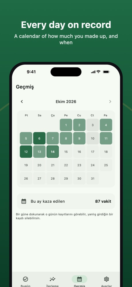 The monthly calendar